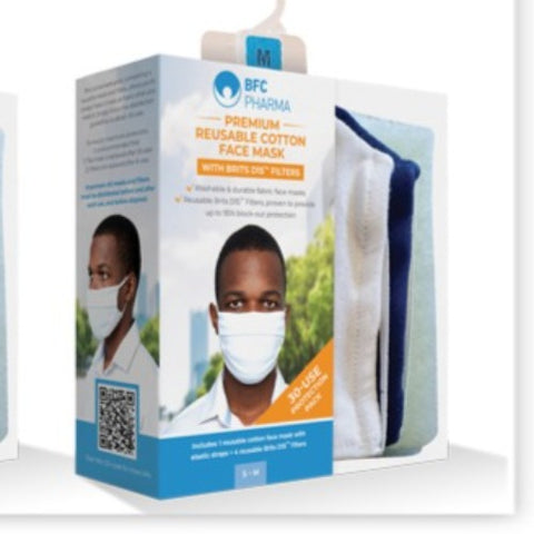 Premium Reusable Cotton Face Masks With Brits D15™ Filters (30 use)