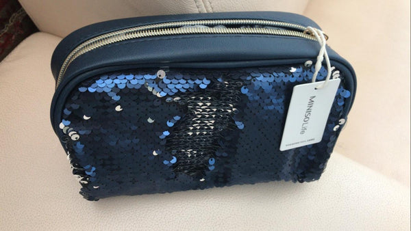 Sequence cosmetic bag- black and blue